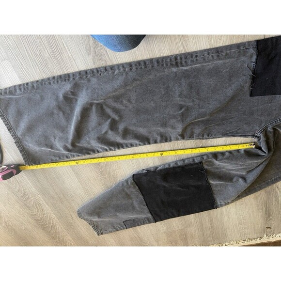 BDG UO Puddle Jeans Women 27 Black Gray Wide Leg Grunge 90s Y2K Patched Denim - Picture 10 of 11